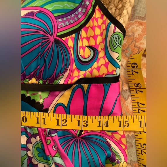 BOSTON PROPER VINTAGE Y2K NEON SILK FLORAL HALTER DRESS. MADE IN THE U.S… - Picture 11 of 12